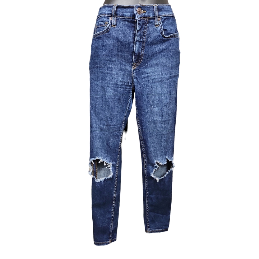 Free People Distressed High-Rise Skinny Jeans - 28 - Picture 4 of 8